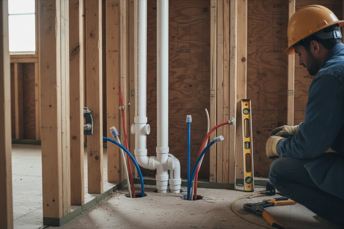 Drain and supply rough-in during Garbage Disposal Repair in Jackson Heights
