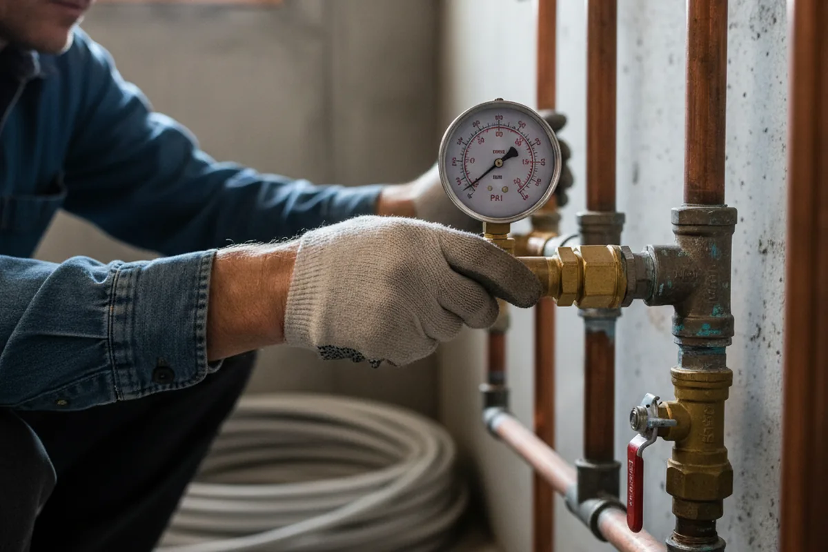 Pressure testing a repaired line during Water Line Repair in Jackson Heights